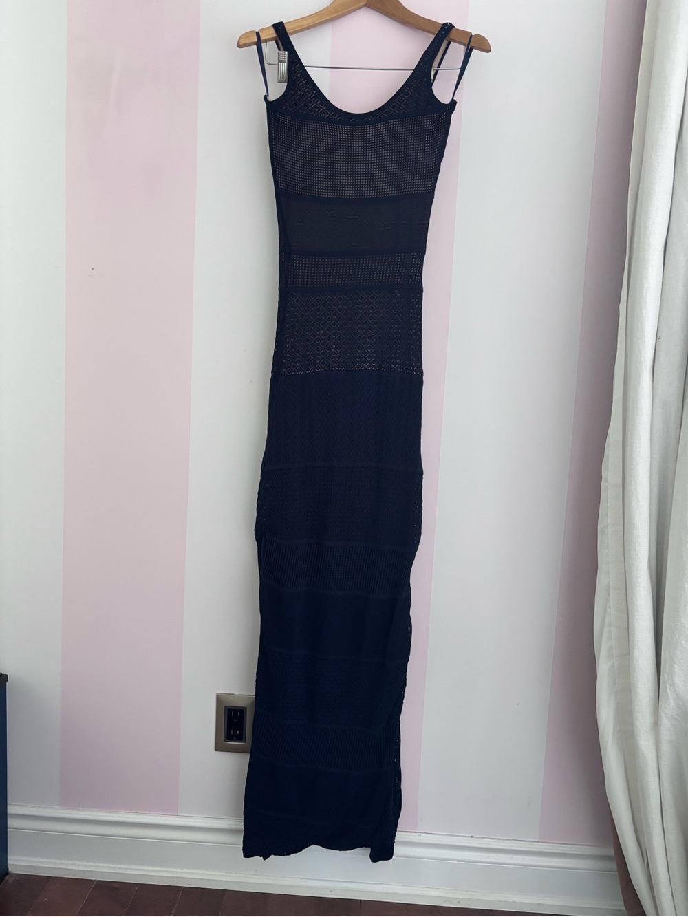 Navy crotcheted Sleeveless Maxi Dress